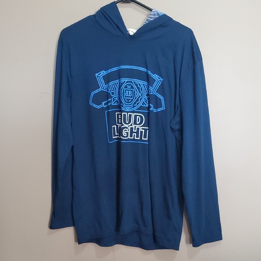 Bud Light Blue Hoodie Size Large